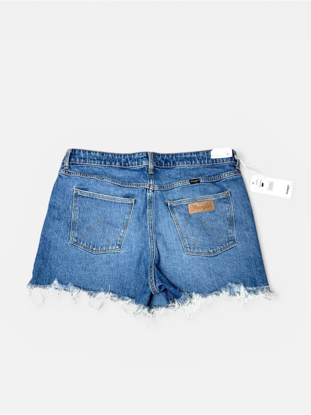 Wrangler Women's Blue Frayed Hem Denim Shorts Size 31 - Picture 3 of 5